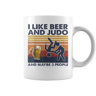 I Like Beer And Judo And Maybe 3 People Retro Vintage Coffee Mug - Monsterry CA