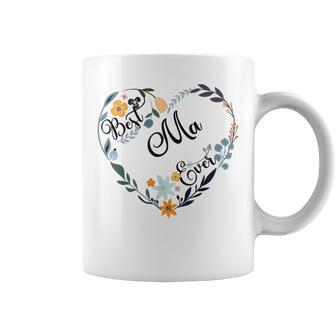 Best Ma Ever Heart Flower Blessed Grandma Mother's Day Coffee Mug - Monsterry DE
