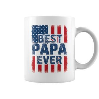 Best Papa Ever Us American Flag For Father's Day Men Coffee Mug - Seseable