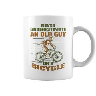 Bike Cycling Never Underestimate An Old Guy On A Bicycle Coffee Mug | Mazezy