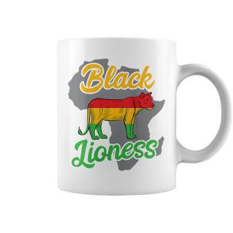 Black Lioness Pan African Flag Proud Black Melanin Queen Coffee Mug - Monsterry UK