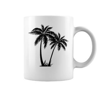 Black White Palm Trees Summer Sun Beach Men Coffee Mug - Monsterry UK