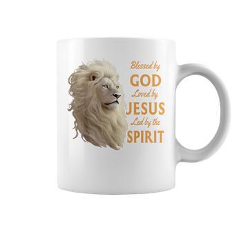 Blessed By God Loved By Jesus Christian Lion Coffee Mug - Monsterry CA