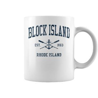 Block Island Ri Vintage Navy Crossed Oars & Boat Anchor Coffee Mug - Monsterry DE