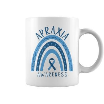 Blue Apraxia Rainbow Ribbon Awareness Coffee Mug - Monsterry AU
