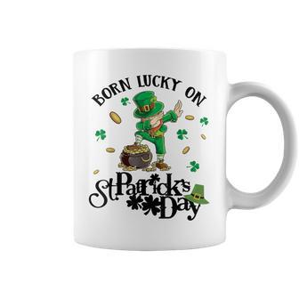 Born Lucky On St Patrick's Day Birthday Bday Coffee Mug | Crazezy