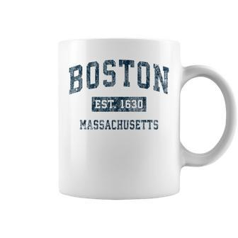 Boston Massachusetts Ma Vintage Sports Navy Print Coffee Mug - Monsterry AU
