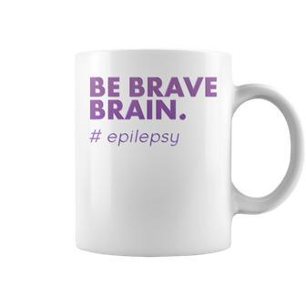 Be Brave Brain Epilepsy Purple Awareness Coffee Mug - Monsterry