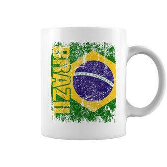 Brazil Brasil Flag Vintage Distressed Brazil Coffee Mug - Monsterry DE