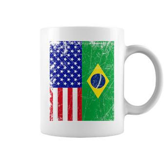 Brazilian American Flag Half Brazil Half Usa Pride Coffee Mug - Monsterry CA