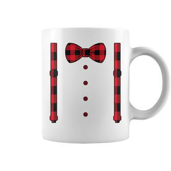 Buffalo Plaid Hearts Bow Tie & Suspenders Valentine's Day Coffee Mug - Monsterry AU