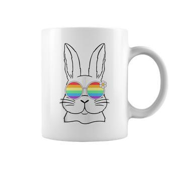 Bunny Gay Pride Lgbtq Bunny Rainbow Sunglasses Happy Easter Coffee Mug | Mazezy UK
