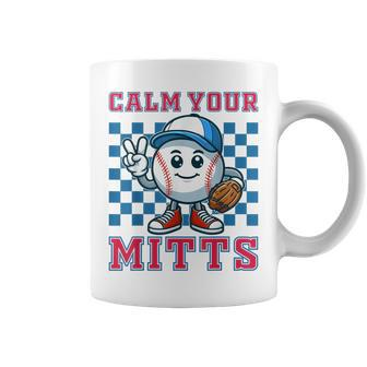 Calm Your Mitts Baseball Mom Baseball Fan Retro Game Days Coffee Mug - Monsterry AU