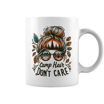 Camp Hair Don't Care Messy Bun Camping Camper Women Coffee Mug | Mazezy AU