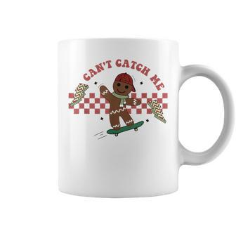 Can't Catch Me Merry Christmas Boy Skateboarding Gingerbread Coffee Mug - Monsterry AU