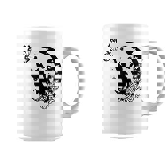 Cat Butterfly & Floral Moon Cat Lovers Cat Mom Coffee Mug | Mazezy