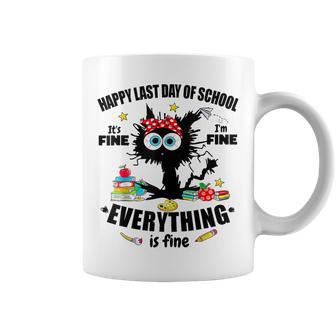 Cat Last Day Of School It's Fine I'm Fine Everything Is Fine Coffee Mug - Seseable