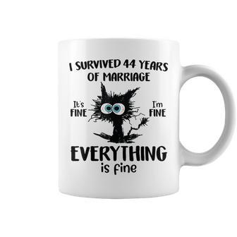 Cat I Survived 44 Years Of Marriage 44Th Wedding Anniversary Coffee Mug - Seseable