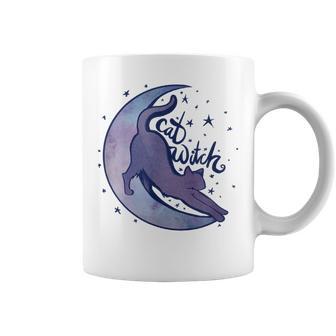 Cat Witch Moon Kitty Cats Purple Moonchild Coffee Mug - Monsterry DE