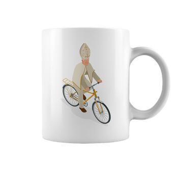The Catholic Pope On A Bike Pope Francis Coffee Mug - Monsterry