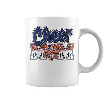Cheer Mom Navy Orange Leopard Letters Cheer Pom Poms Coffee Mug - Monsterry