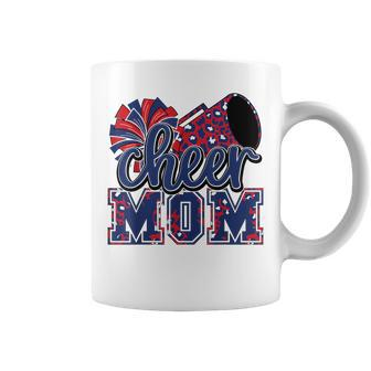 Cheer Mom Navy Red Leopard Cheer Poms & Megaphone Coffee Mug - Monsterry DE