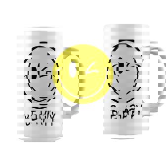 Chemise Be Happy Smile Face Jaune Des Années 70 Happy Smiling Face Pour Enfants Manche Longue Tasse - Cadeauxyz