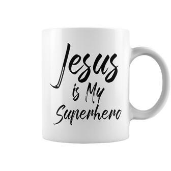 Christian Salvation Quote Cute Saying Jesus Is My Superhero Coffee Mug - Thegiftio UK