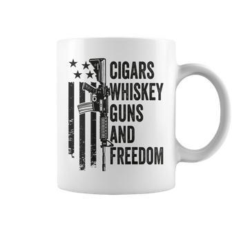 Cigars Whiskey Guns & Freedom Camo Gun Drinking- On Back Coffee Mug - Monsterry AU
