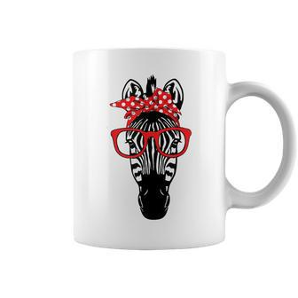 Cool Mountain Zebra With Bandana Headband And Glasses Coffee Mug - Thegiftio UK