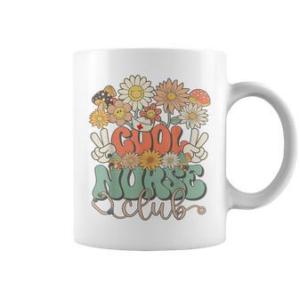 Cool Nurse Club Floral Hippie Groovy Retro Daisy Nurse Coffee Mug - Seseable