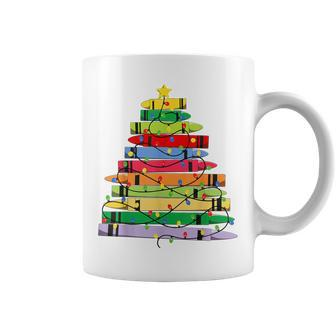 Crayon Christmas Tree Teacher Student Xmas Teacher Pajamas Coffee Mug - Seseable