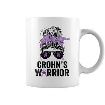 Crohn's Awareness Month Crohn's Warrior Purple Ribbon Womens Coffee Mug - Monsterry