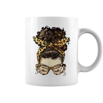 Curly Messy Bun Leopard Women Men Kid Coffee Mug | Crazezy