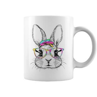 Cute Bunny Rabbit Face Tie Dye Glasses Girl Happy Easter Day Coffee Mug - Monsterry DE