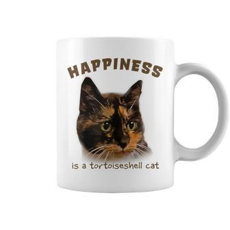 Cute Calico Cat Happiness Is A Tortoiseshell Cat Coffee Mug - Monsterry UK