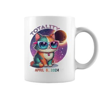 Cute Cat Wearing Solar Eclipse Glasses In Total Eclipse 2024 Coffee Mug | Mazezy