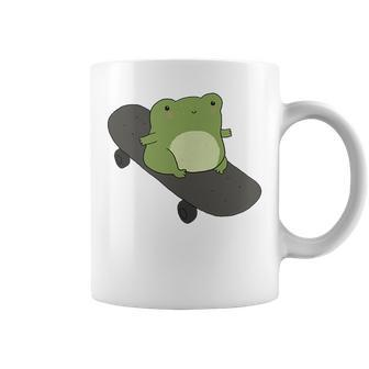 Cute Frog And Skateboard Kawaii Cottagecore Aesthetic Coffee Mug - Monsterry DE