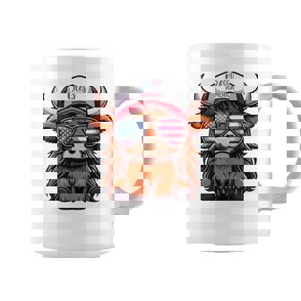 Cute Highland Cow God Bless America 4Th Of July Christian Coffee Mug | Mazezy