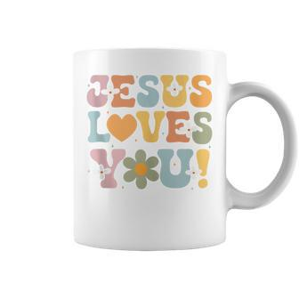 Cute Jesus Loves You Groovy Christian Kid Girl Vintage Coffee Mug - Monsterry AU