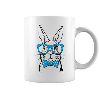 Cute Rabbit Bunny Face Glasses Bow Tie Happy Easter Day Boys Coffee Mug - Seseable