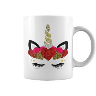 Cute Unicorn Heart Valentines Day Girls Kids Coffee Mug | Crazezy DE