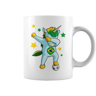 Dabbing Unicorn Support Jersey Brazil Soccer Girls Coffee Mug - Monsterry CA