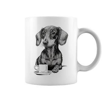 Dachshund Puppy Wiener With Coffee Coffee Mug - Seseable