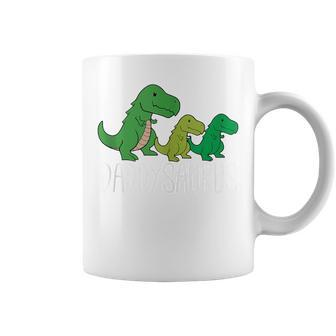 Daddysaurus Dad Fathers Day T Rex Dinosaur Coffee Mug - Seseable