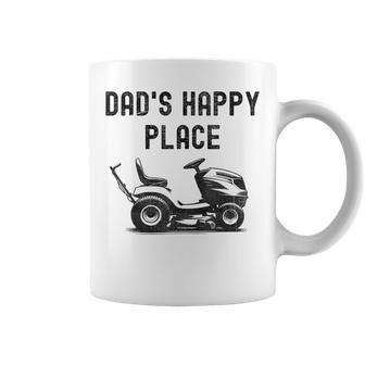 Dad's Happy Place Lawnmower Father's Day Dad Jokes Coffee Mug - Monsterry CA