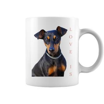 Damen Miniatur Pinscher Hund Mama Papa Liebe Welpe Haustier Mit-Ausschnitt Tassen - Geschenkecke