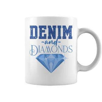 Denim And Diamonds Fashionable Trendy Jeans Coffee Mug - Thegiftio UK