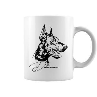 Dobermann Portrait Dog Portrait Dobie Dog White Tassen - Seseable