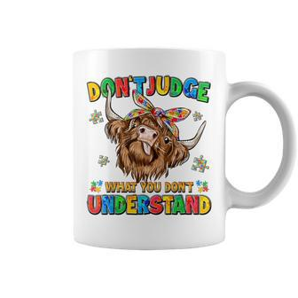 Dont Judge Understand Autism Awareness Day Cow Womens Coffee Mug - Monsterry UK